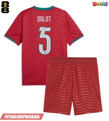 Lacne Dětský Futbalové dres Portugalsko Diogo Dalot #5 MS 2026 Krátky Rukáv - Domáci (+ trenírky)
